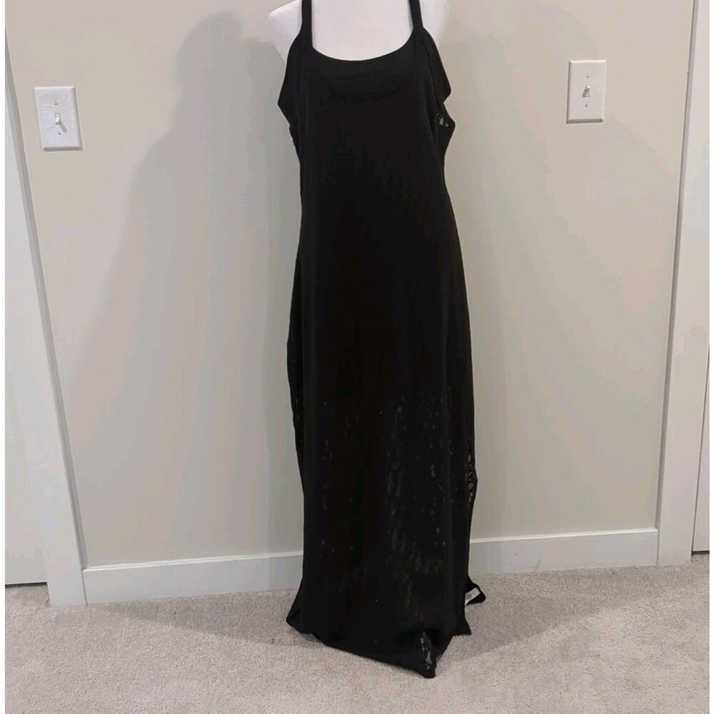 Aerie Lace Overlay Maxi Dress Black Cami Cottage Womens XL Feminine Romantic